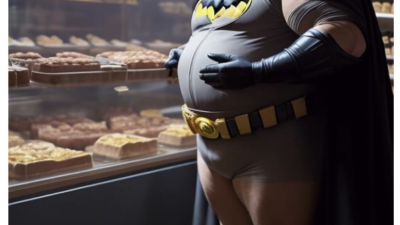 Batman after visiting an Italian Bakery